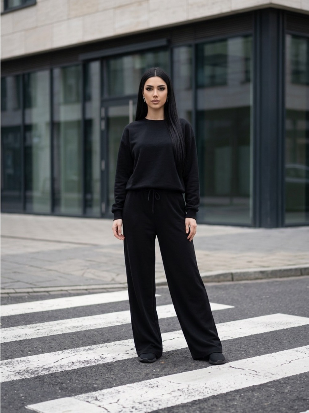 Anna & Ava Black Wide-Leg Drawstring Pants
